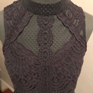 Gray high neckline lace dress